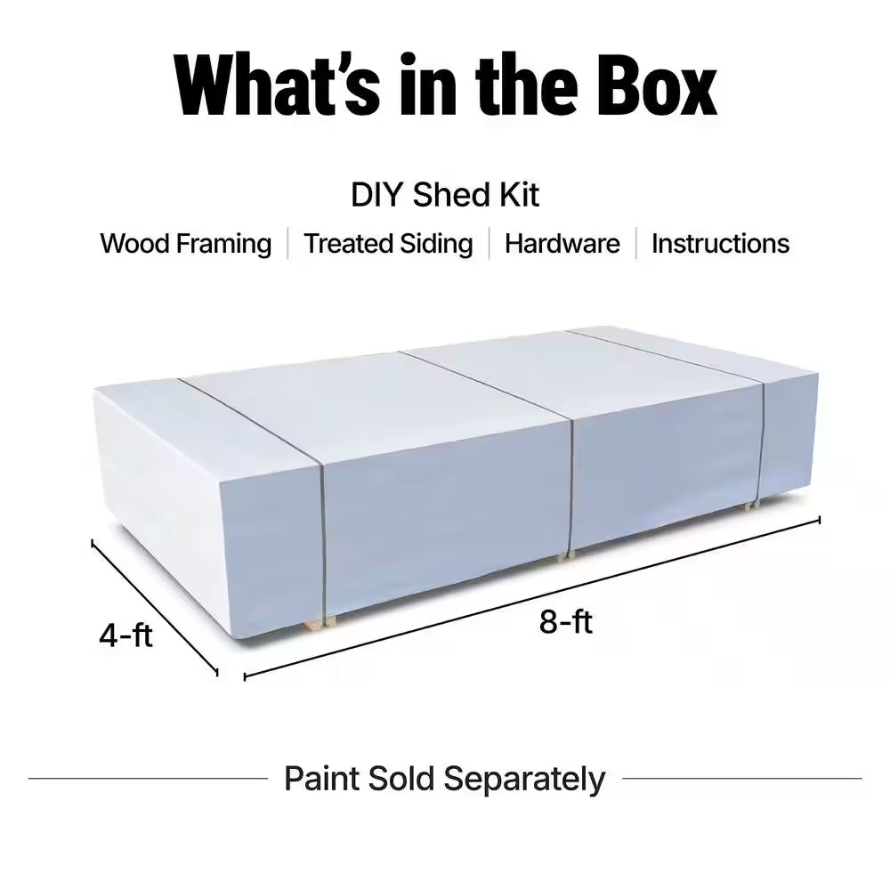 DIY Highland 8 Ft. W X 6 Ft. D Pre-Cut Wood Shed with Floor - Outdoor Storage Kit with Palram Roof (48 Sq. Ft.)