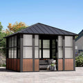 Alora Grandview Premium Hardtop Aluminum Sunroom Solarium With TV Mount And Sliding Doors