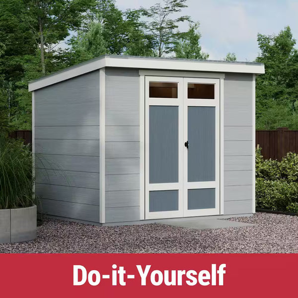 DIY Highland 8 Ft. W X 6 Ft. D Pre-Cut Wood Shed with Floor - Outdoor Storage Kit with Palram Roof (48 Sq. Ft.)