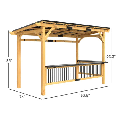 Alora Premium Outdoor Hardtop Wooden BBQ Grill Gazebo (13x6)