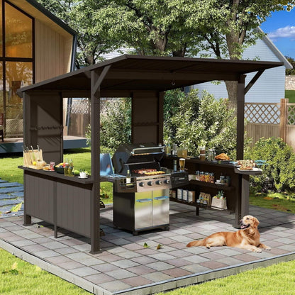Alora Premium Outdoor Hardtop Grill Gazebo With Shelves (9x10)