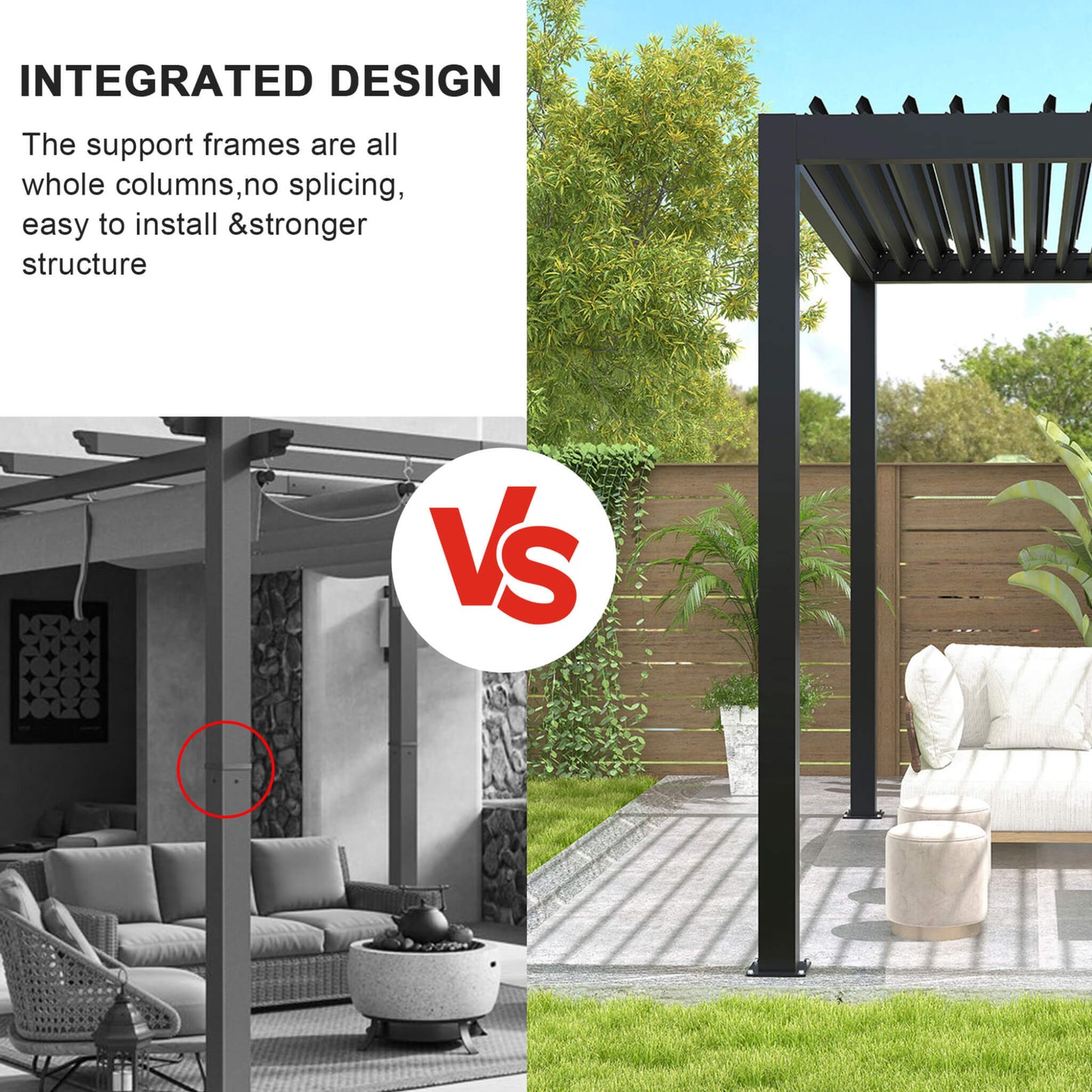 Alora Modern Durable All-Weather Outdoor Pergola With Aluminum Frame And Steel Louvers (10x19)