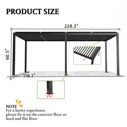 Alora Modern Durable All-Weather Outdoor Pergola With Aluminum Frame And Steel Louvers (10x19)