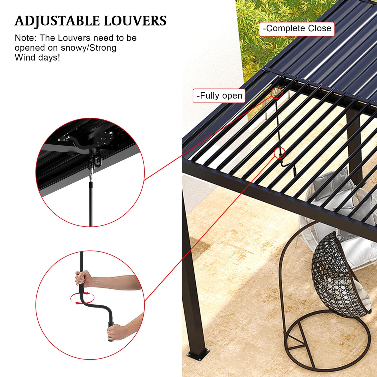 Alora Modern Durable All-Weather Outdoor Pergola With Aluminum Frame And Steel Louvers (10x19)