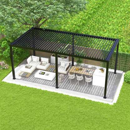 Alora Modern Durable All-Weather Outdoor Pergola With Aluminum Frame And Steel Louvers (10x19)