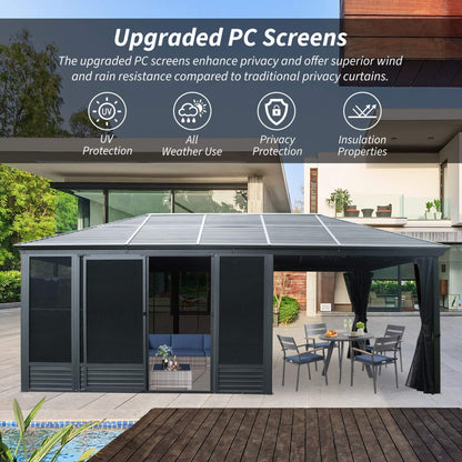 Alora Outdoor All-Season Solarium Sunroom Gazebo With Galvanized Steel Roof (21x11)
