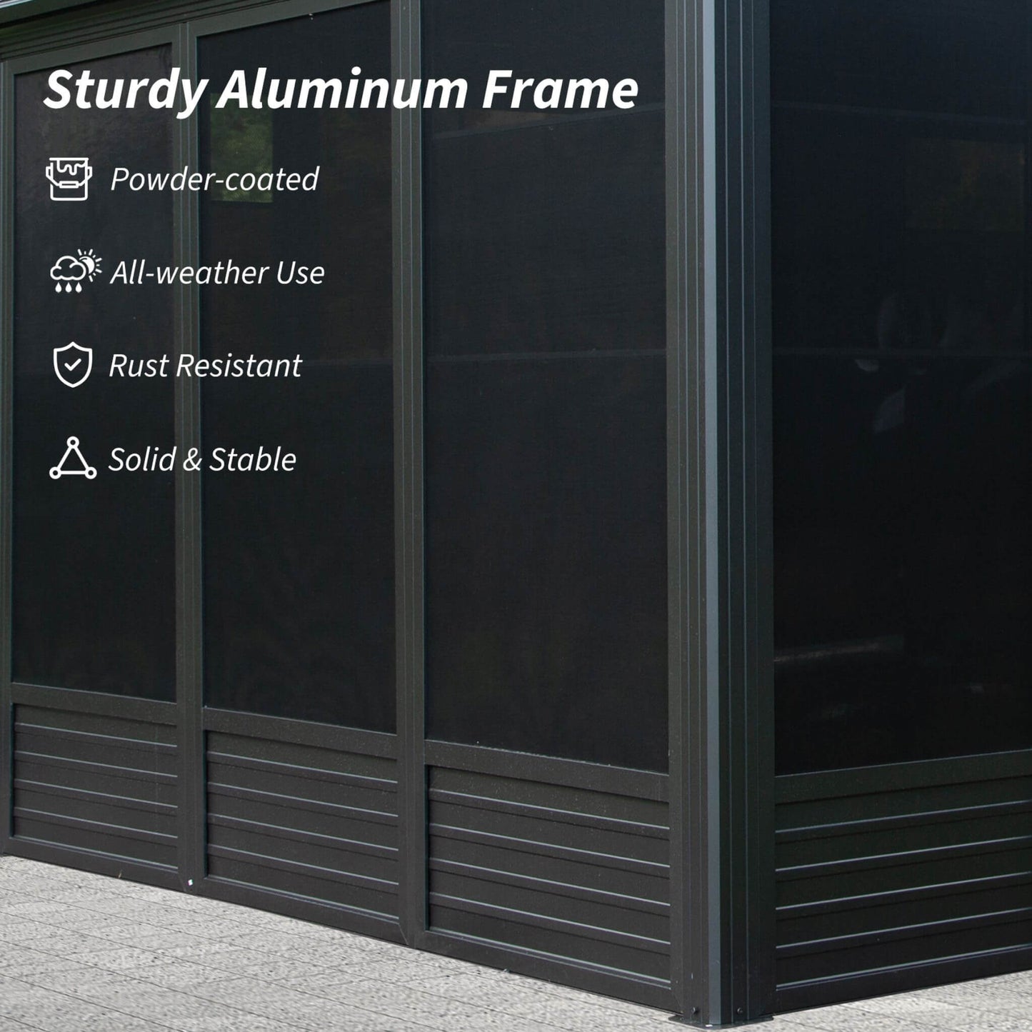 Alora Outdoor All-Season Solarium Sunroom Gazebo With Galvanized Steel Roof (21x11)