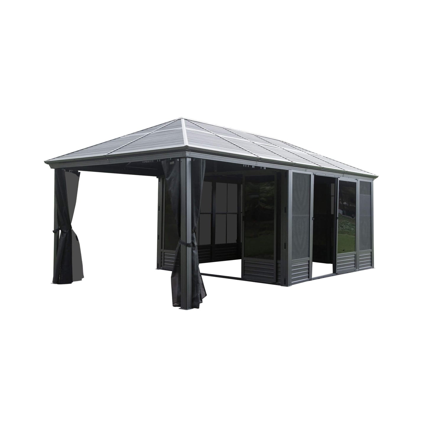 Alora Outdoor All-Season Solarium Sunroom Gazebo With Galvanized Steel Roof (21x11)