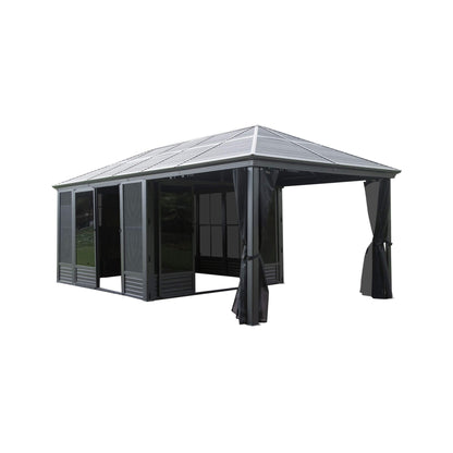 Alora Outdoor All-Season Solarium Sunroom Gazebo With Galvanized Steel Roof (21x11)