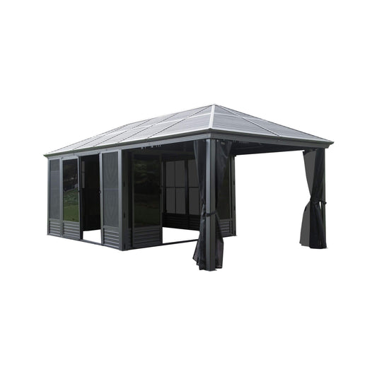 Alora Outdoor All-Season Solarium Sunroom Gazebo With Galvanized Steel Roof (21x11)