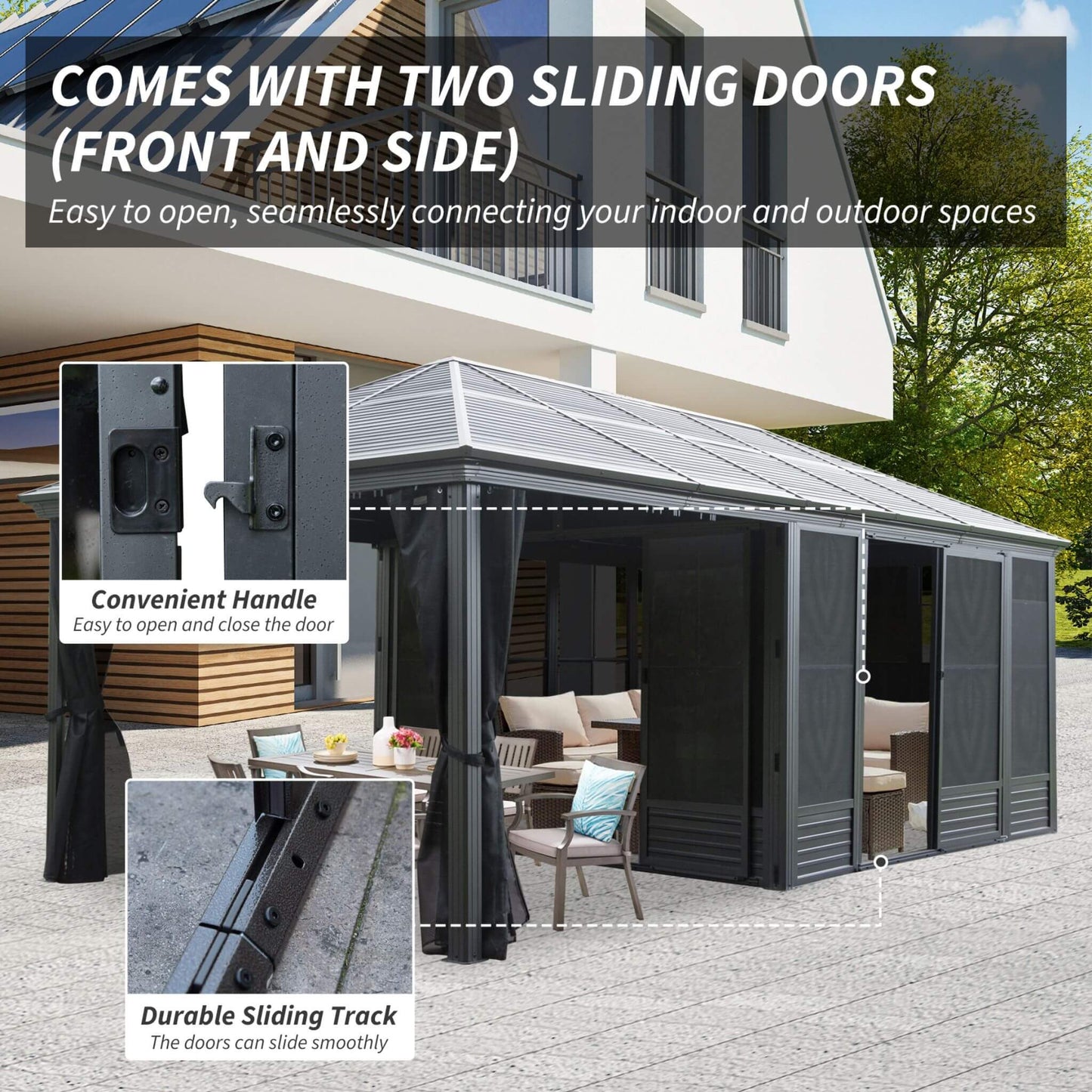 Alora Outdoor All-Season Solarium Sunroom Gazebo With Galvanized Steel Roof (21x11)