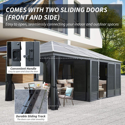 Alora Outdoor All-Season Solarium Sunroom Gazebo With Galvanized Steel Roof (21x11)