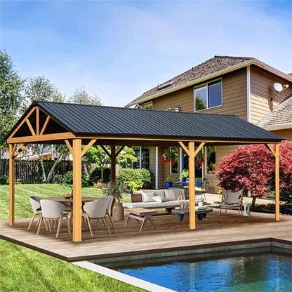 Alora Premium Outdoor Double-Layer Galvanized Steel Hardtop Gazebo Pergola For Patio (12x20)