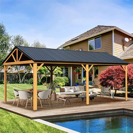 Alora Premium Outdoor Double-Layer Galvanized Steel Hardtop Gazebo Pergola For Patio (12x20)