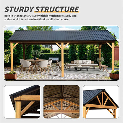 Alora Premium Outdoor Double-Layer Galvanized Steel Hardtop Gazebo Pergola For Patio (12x20)