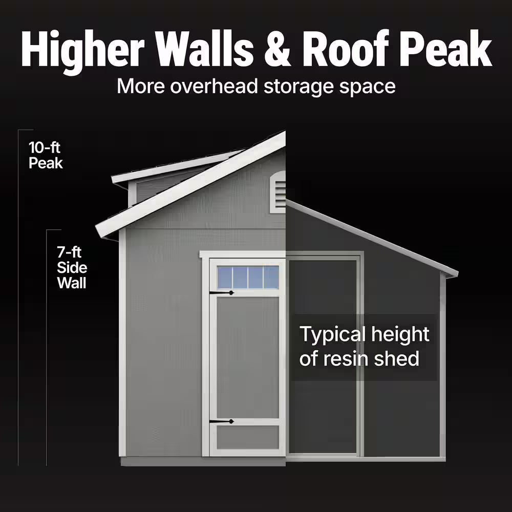 DIY Windemere 10 Ft. W X 12 Ft. D Pre-Cut Wood Shed with Floor - Outdoor Storage Kit (120 Sq. Ft.)