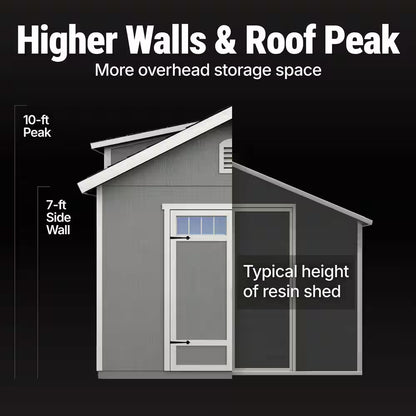 DIY Windemere 10 Ft. W X 12 Ft. D Pre-Cut Wood Shed with Floor - Outdoor Storage Kit (120 Sq. Ft.)