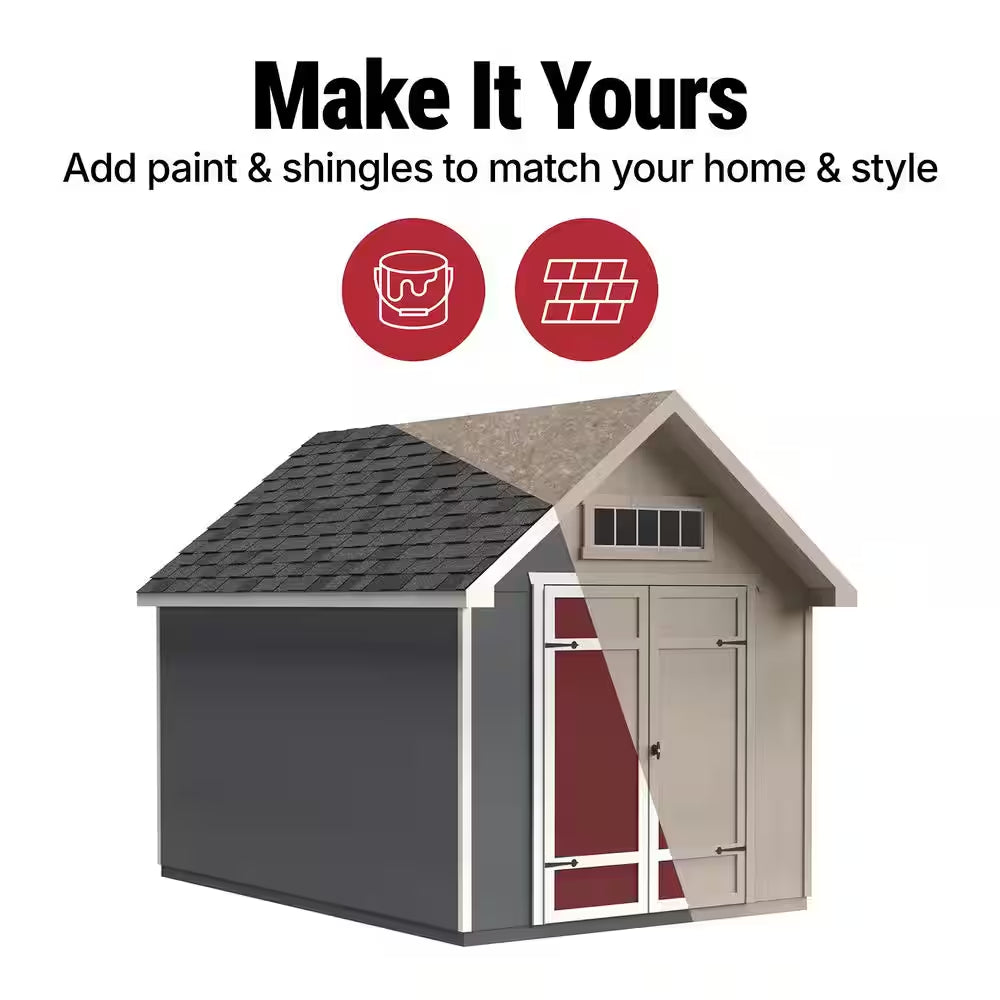DIY Tribeca 10 Ft. W X 12 Ft. D Pre-Cut Wood Shed with Floor - Outdoor Storage Kit (120 Sq. Ft.)