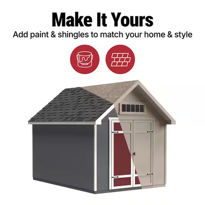 DIY Tribeca 10 Ft. W X 12 Ft. D Pre-Cut Wood Shed with Floor - Outdoor Storage Kit (120 Sq. Ft.)