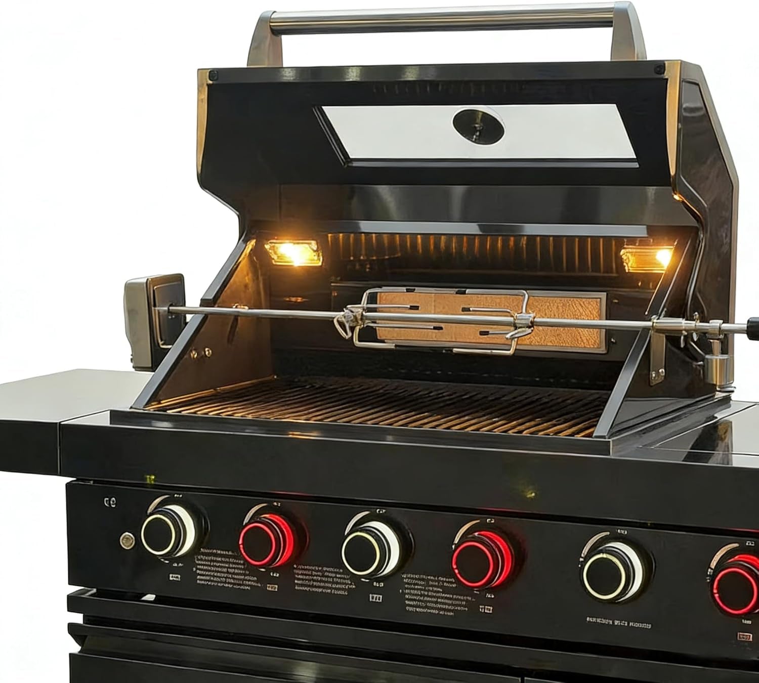 Deluxe 84 Inch × 23 Inch 6 Burner 75300 BTU Outdoor BBQ Grill Island with Stainless Steel Sink, Wine Cooler, Refrigerator & Granite Countertops,Propane or Natural Gas