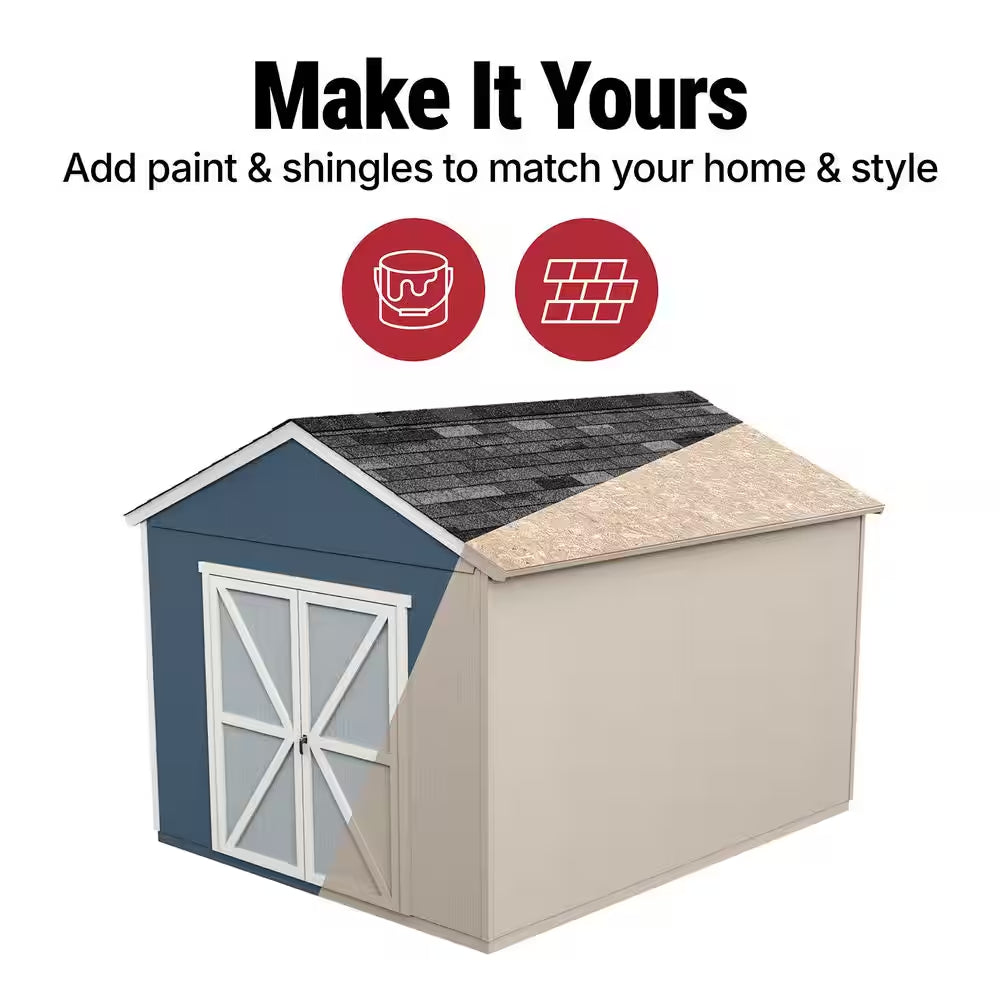 DIY Rookwood 10 Ft. X 12 Ft. Pre-Cut Wood Shed with Floor - Outdoor Storage Kit (120 Sq. Ft.)