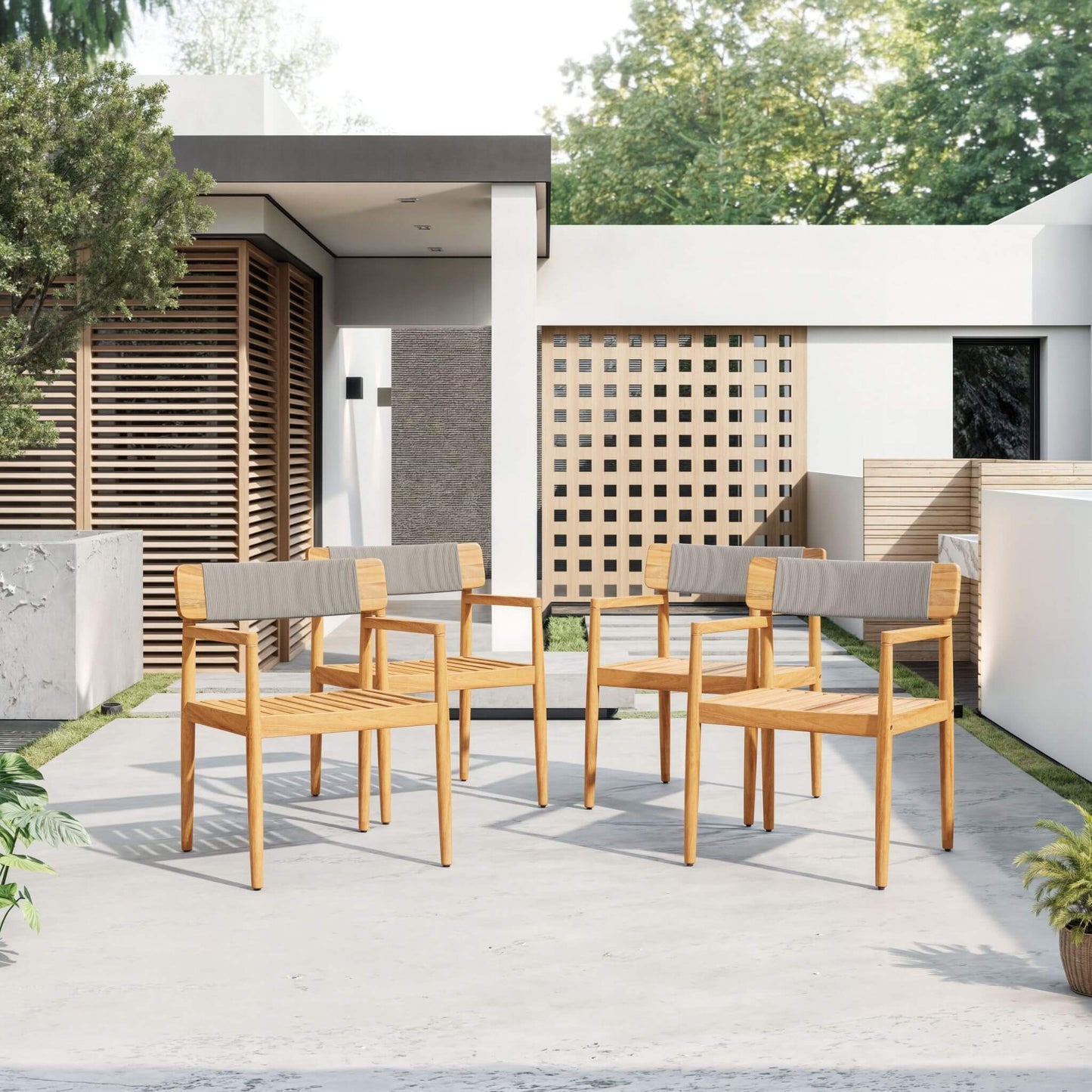 Alora Premium 5-Piece Acacia Wooden Outdoor Furniture Patio Set With Dining Chairs And Table
