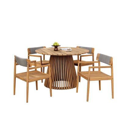 Alora Premium 5-Piece Acacia Wooden Outdoor Furniture Patio Set With Dining Chairs And Table