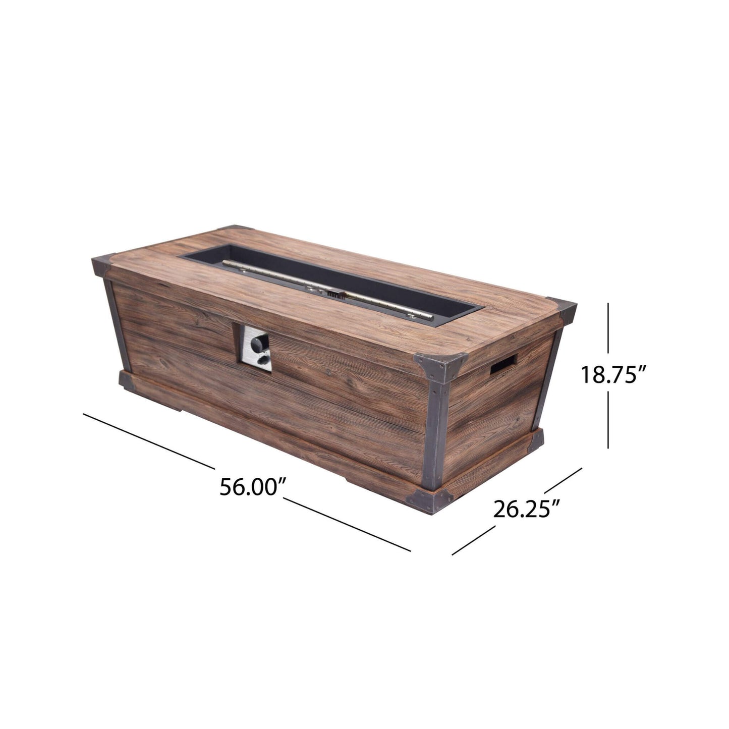 Alora 56-Inch Outdoor 50K BTU Wood Pattern Rectangle Gas Burning Fire Pit