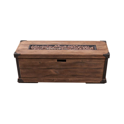 Alora 56-Inch Outdoor 50K BTU Wood Pattern Rectangle Gas Burning Fire Pit