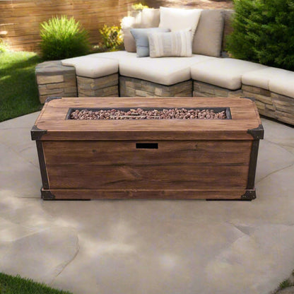 Alora 56-Inch Outdoor 50K BTU Wood Pattern Rectangle Gas Burning Fire Pit