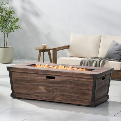 Alora 56-Inch Outdoor 50K BTU Wood Pattern Rectangle Gas Burning Fire Pit