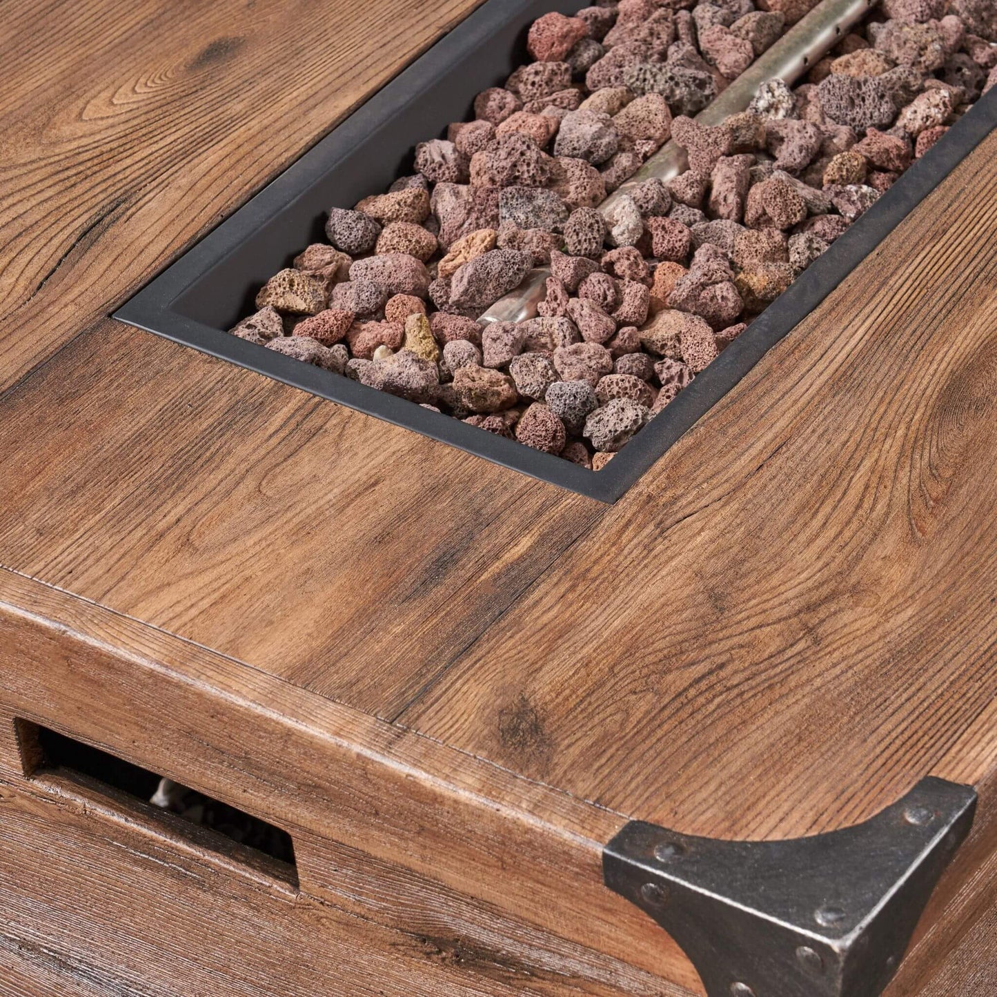Alora 56-Inch Outdoor 50K BTU Wood Pattern Rectangle Gas Burning Fire Pit