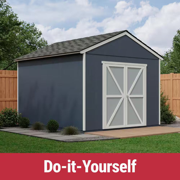 DIY Rookwood 10 Ft. X 12 Ft. Pre-Cut Wood Shed with Floor - Outdoor Storage Kit (120 Sq. Ft.)