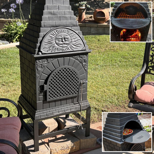Casita Grill Chiminea Outdoor Fireplace Wood Burning Firepit and Pizza Oven