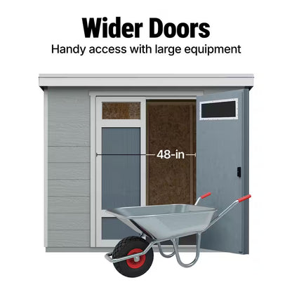 DIY Highland 8 Ft. W X 6 Ft. D Pre-Cut Wood Shed with Floor - Outdoor Storage Kit with Palram Roof (48 Sq. Ft.)
