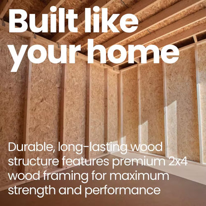 DIY Tribeca 10 Ft. W X 12 Ft. D Pre-Cut Wood Shed with Floor - Outdoor Storage Kit (120 Sq. Ft.)