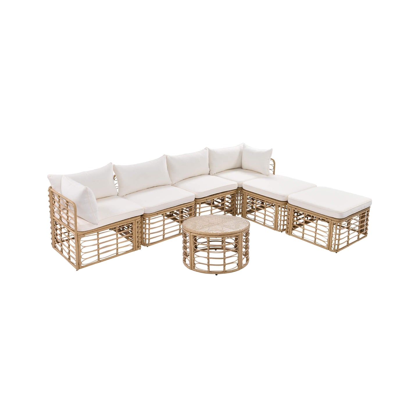 Alora 7-Piece Outdoor All-Weather Rattan Patio Sofa Set With Cushions