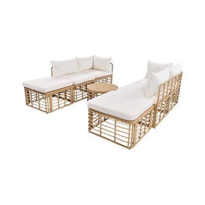 Alora 7-Piece Outdoor All-Weather Rattan Patio Sofa Set With Cushions