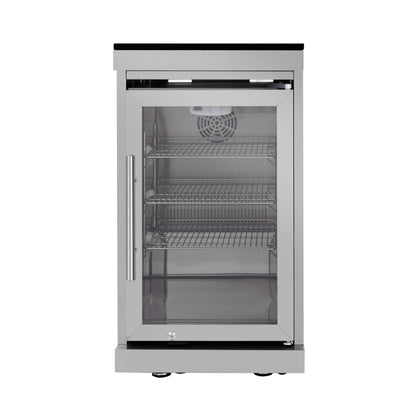 Castelle Flame Astoria 94-Inch 6-Burner 85K BTU Outdoor Kitchen Grill Island With Wine Cooler, Rotisserie, Cabinets, And Granite Countertops