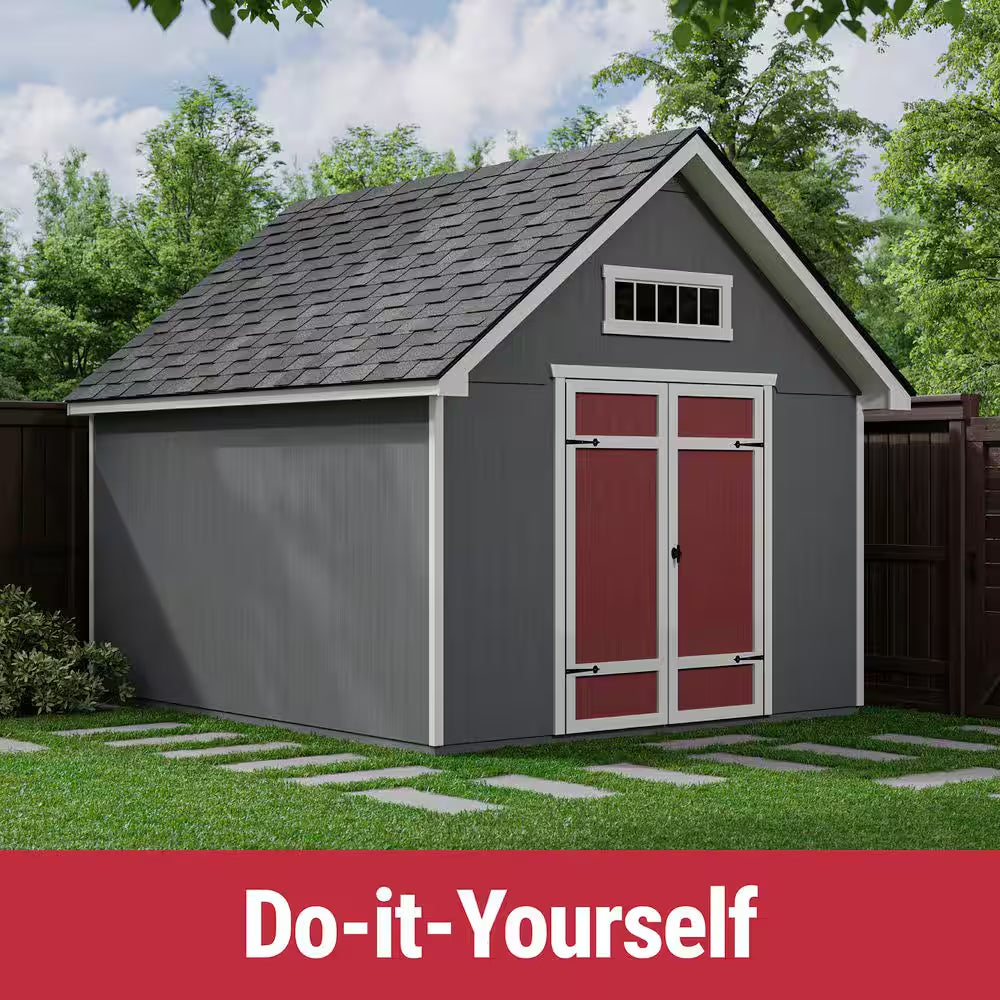 DIY Tribeca 10 Ft. W X 12 Ft. D Pre-Cut Wood Shed with Floor - Outdoor Storage Kit (120 Sq. Ft.)