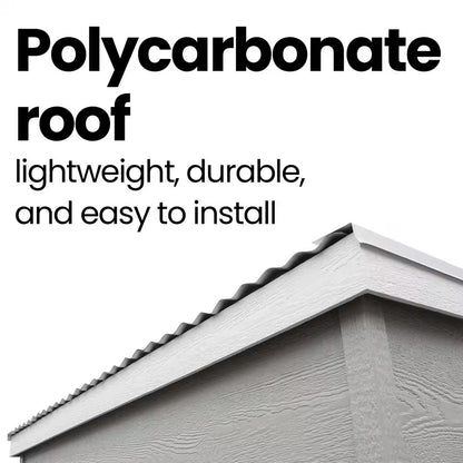 DIY Highland 8 Ft. W X 6 Ft. D Pre-Cut Wood Shed with Floor - Outdoor Storage Kit with Palram Roof (48 Sq. Ft.)
