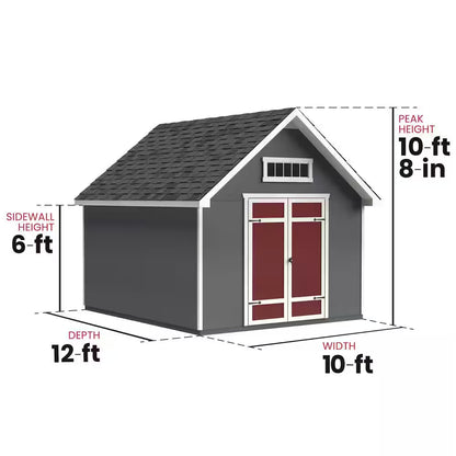 DIY Tribeca 10 Ft. W X 12 Ft. D Pre-Cut Wood Shed with Floor - Outdoor Storage Kit (120 Sq. Ft.)