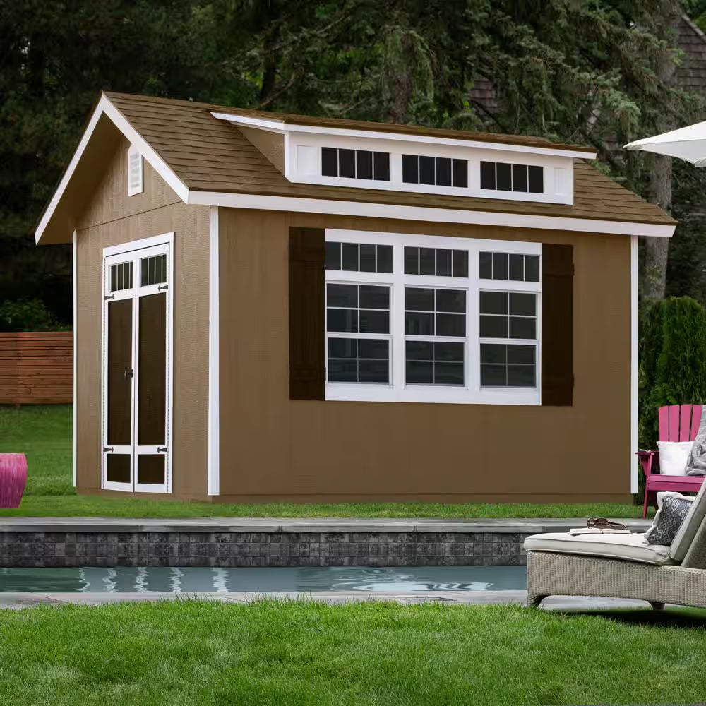 DIY Windemere 10 Ft. W X 12 Ft. D Pre-Cut Wood Shed with Floor - Outdoor Storage Kit (120 Sq. Ft.)
