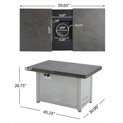 Alora Premium 50K BTU Rectangle Outdoor Aluminum Fire Pit Table