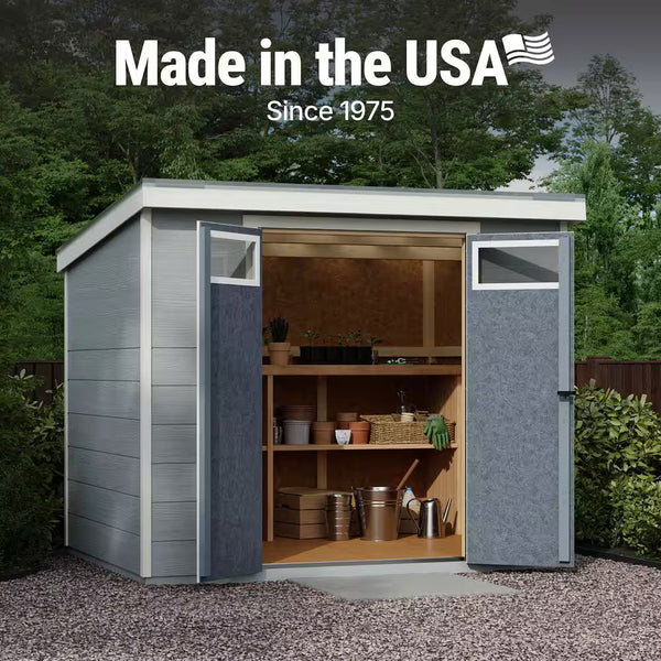 DIY Highland 8 Ft. W X 6 Ft. D Pre-Cut Wood Shed with Floor - Outdoor Storage Kit with Palram Roof (48 Sq. Ft.)