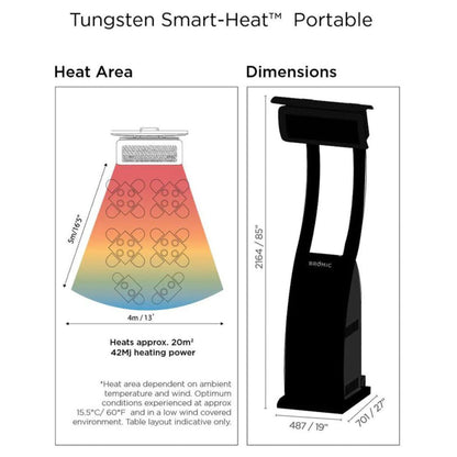Bromic Heating 85-Inch 38,500 BTU Tungsten Smart-Heat™ Propane Gas Freestanding Portable Patio Heater