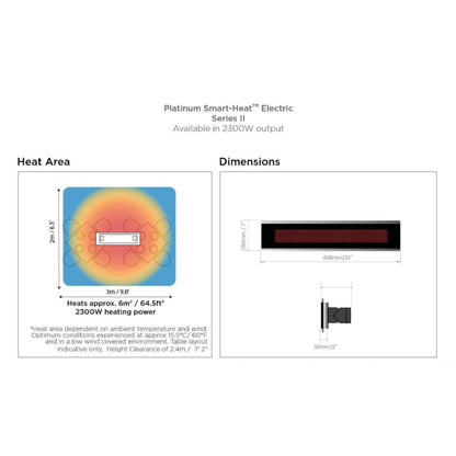 Bromic Heating Platinum Smart-Heat™ Series II 33-Inch 2300W 7900 BTU 240V Electric Patio Heater