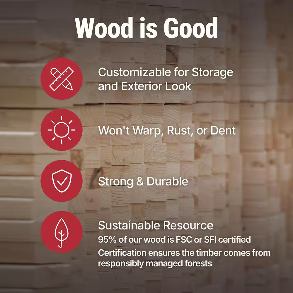 DIY Highland 8 Ft. W X 6 Ft. D Pre-Cut Wood Shed with Floor - Outdoor Storage Kit with Palram Roof (48 Sq. Ft.)
