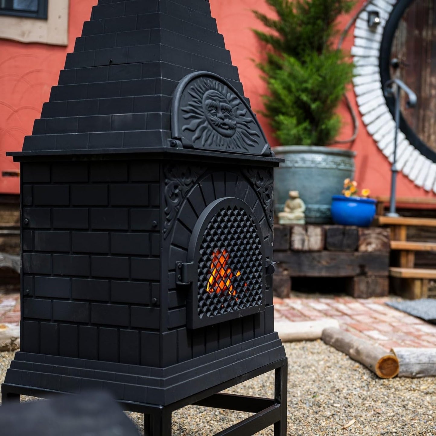 Casita Grill Chiminea Outdoor Fireplace Wood Burning Firepit and Pizza Oven
