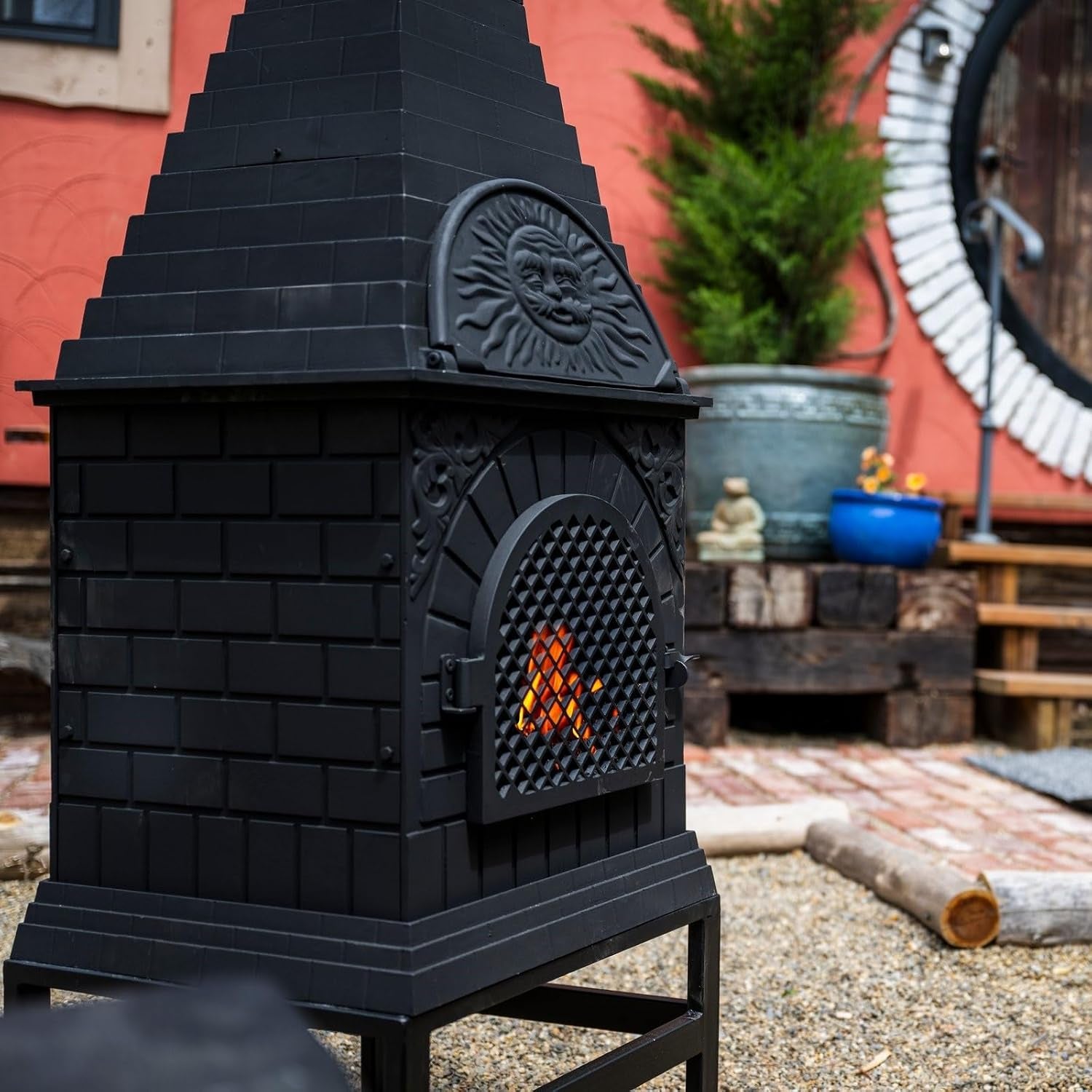 Casita Grill Chiminea Outdoor Fireplace Wood Burning Firepit and Pizza Oven